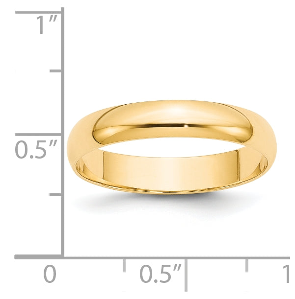 14k Yellow Or White Or Rose Gold Or Platinum Lightweight Half Round Wedding Band