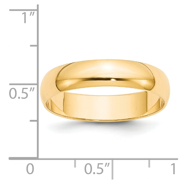 14k Yellow Or White Or Rose Gold Or Platinum Lightweight Half Round Wedding Band