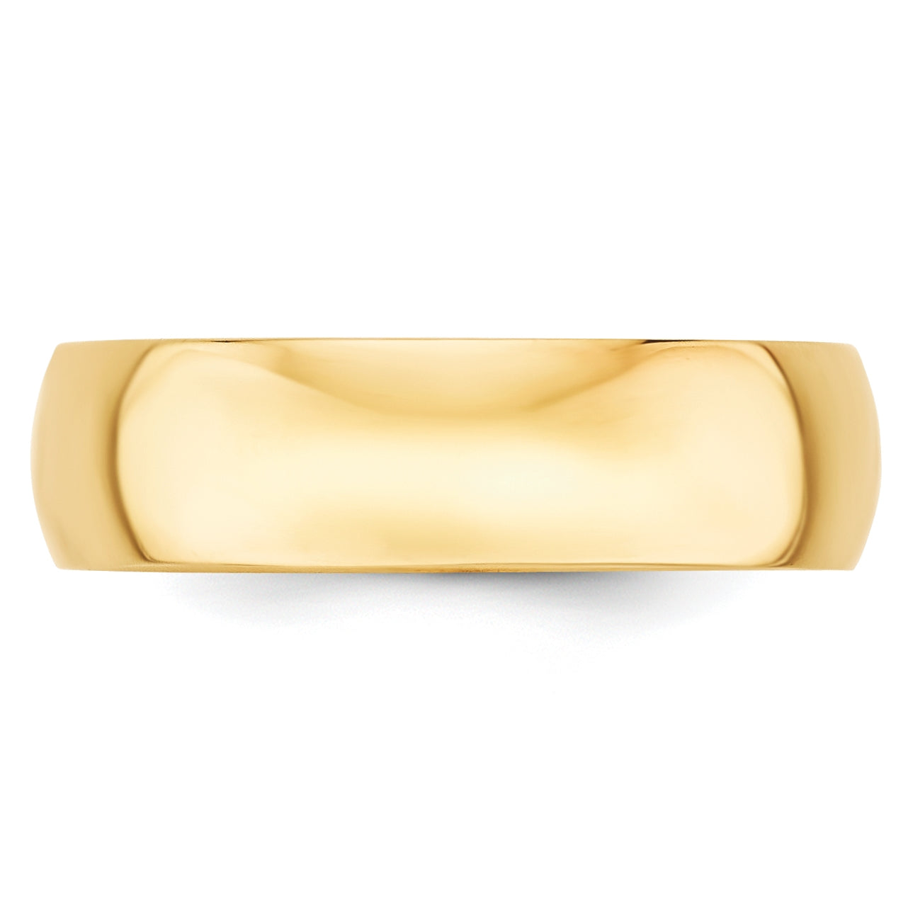 14k Yellow Gold 6mm Lightweight Half Round Wedding Band Size 5.5