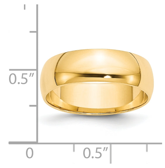 14k Yellow Gold 6mm Lightweight Half Round Wedding Band Size 5.5