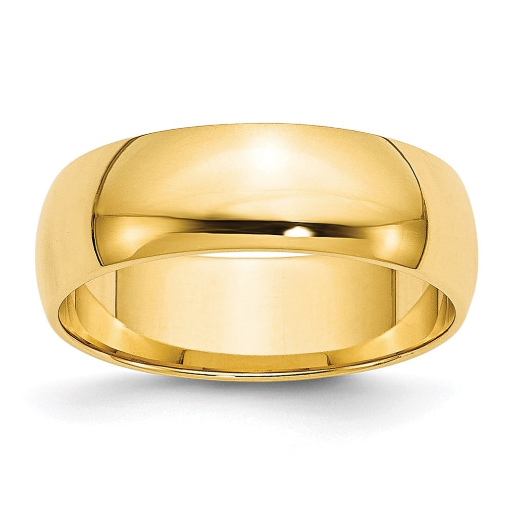 14k Yellow Gold 6mm Lightweight Half Round Wedding Band Size 5