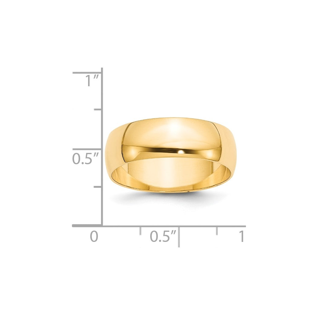 14k Yellow Or White Or Rose Gold Or Platinum Lightweight Half Round Wedding Band