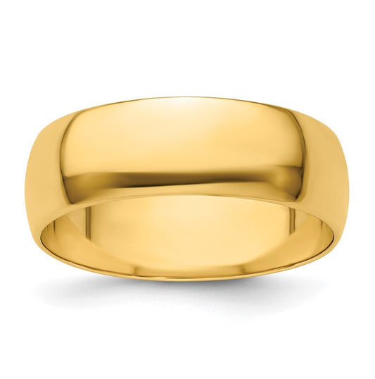 14k Yellow Gold 7mm Lightweight Half Round Wedding Band Size 4.5