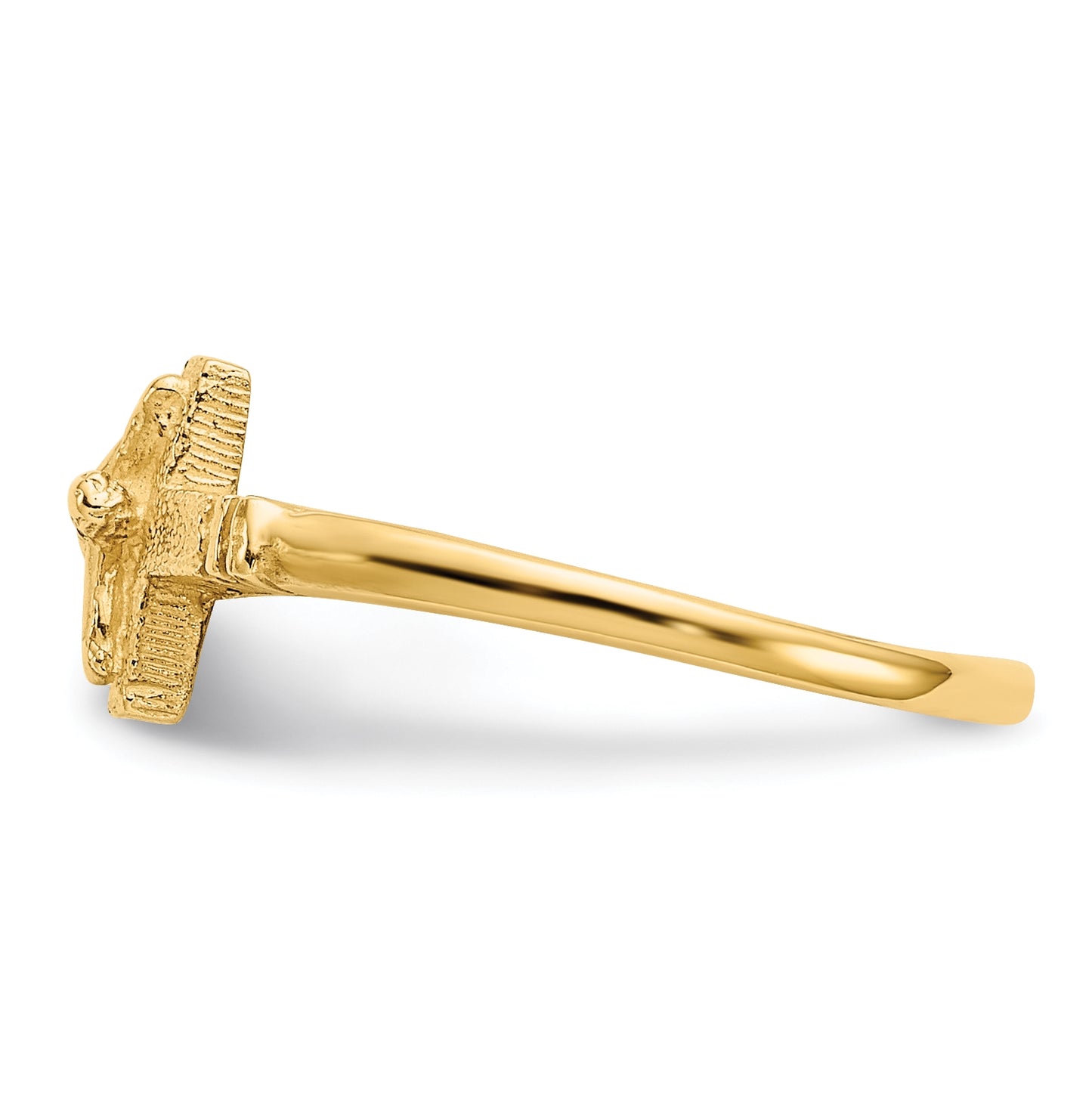 14K Yellow Gold Satin Finish Childs Crucifix Ring