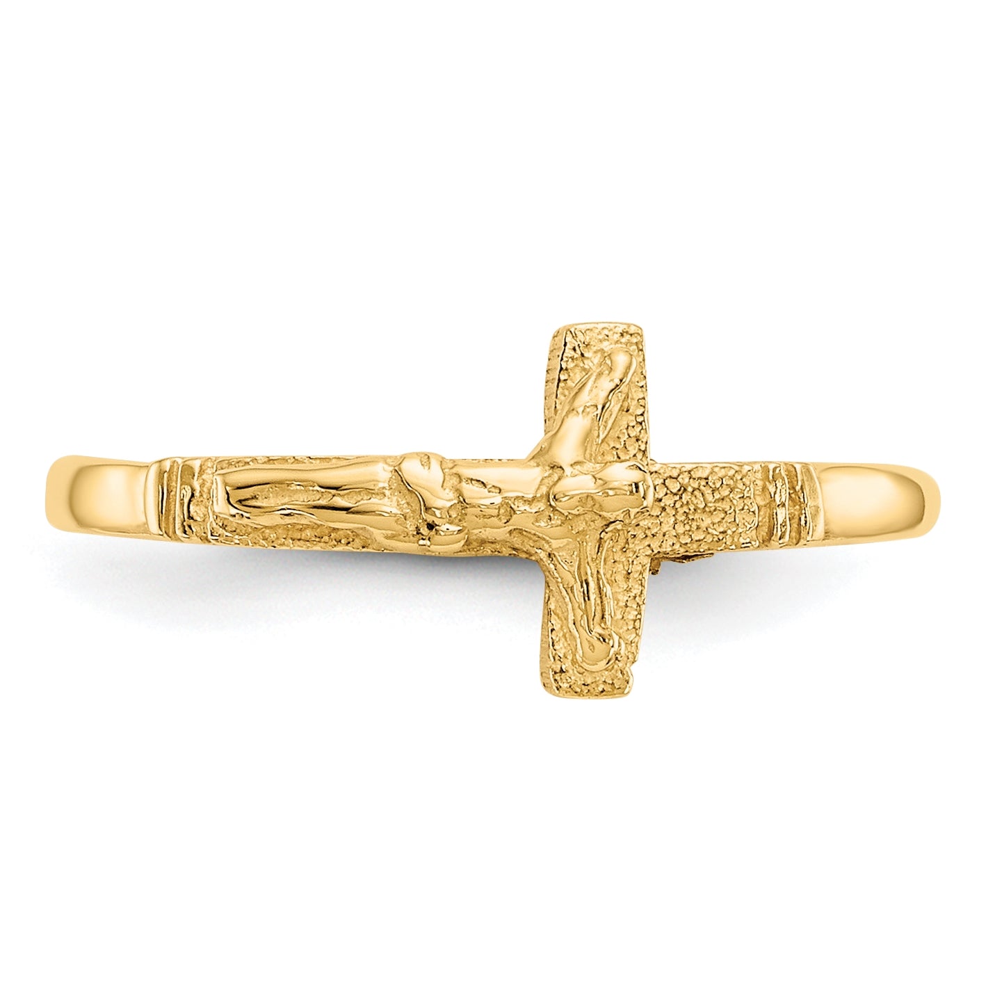14K Yellow Gold Satin Finish Childs Crucifix Ring