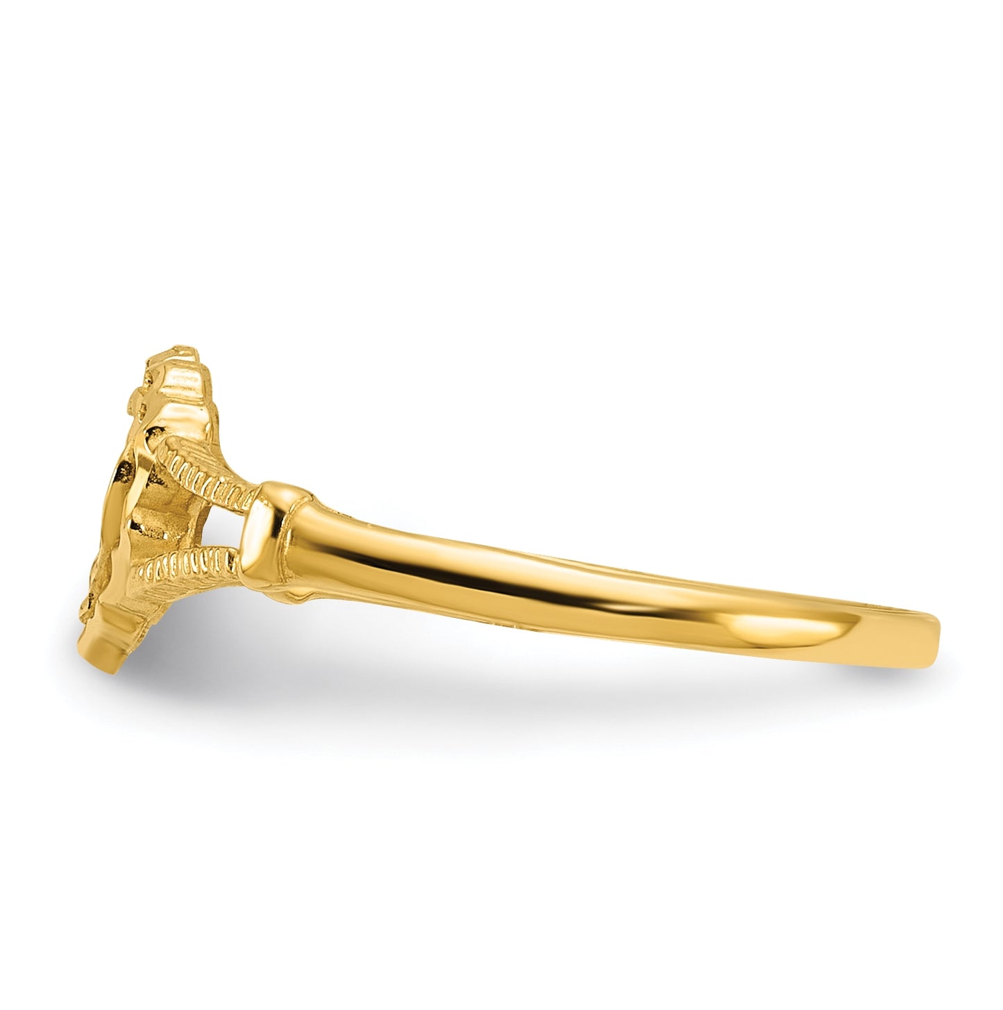 14K Yellow Gold Diamond-Cut Childs Heart & Cross Ring