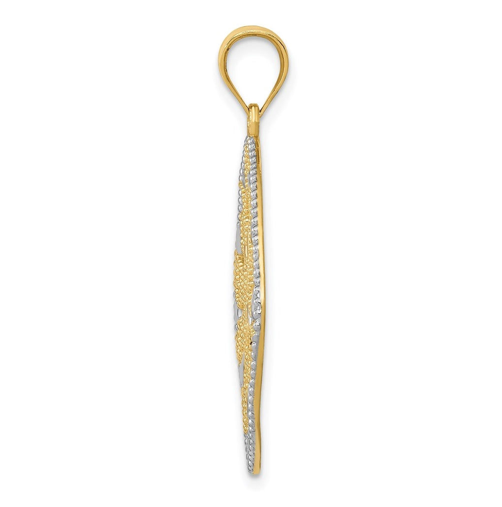 14k Yellow & Rhodium Diamond-Cut Filigree Swirl Pendant – Elegant Jewelry Gift for Birthday, Anniversary, Engagement, Wedding
