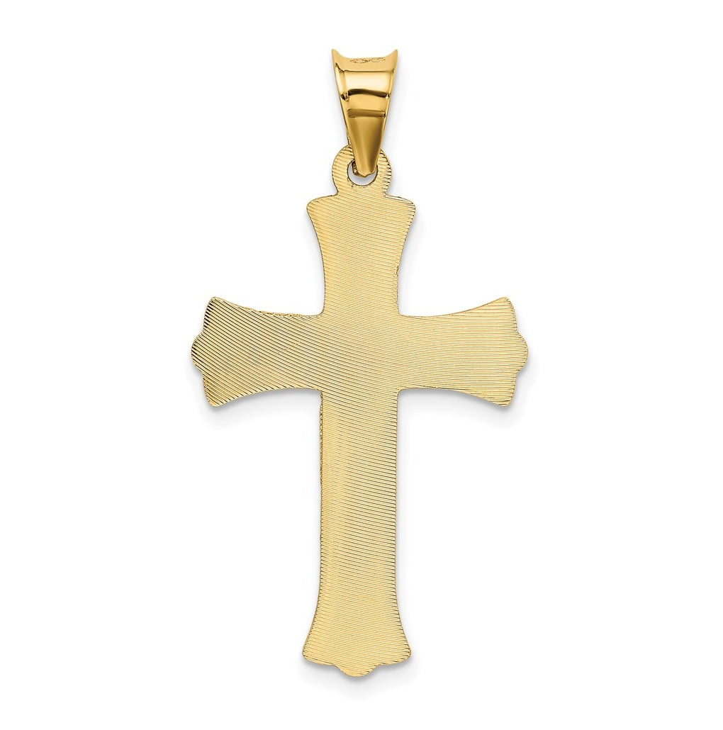 14K Yellow Gold Polished Satin and Diamond Cut Crucifix Pendant – Elegant Jewelry Gift for Birthday, Anniversary, Engagement, Wedding