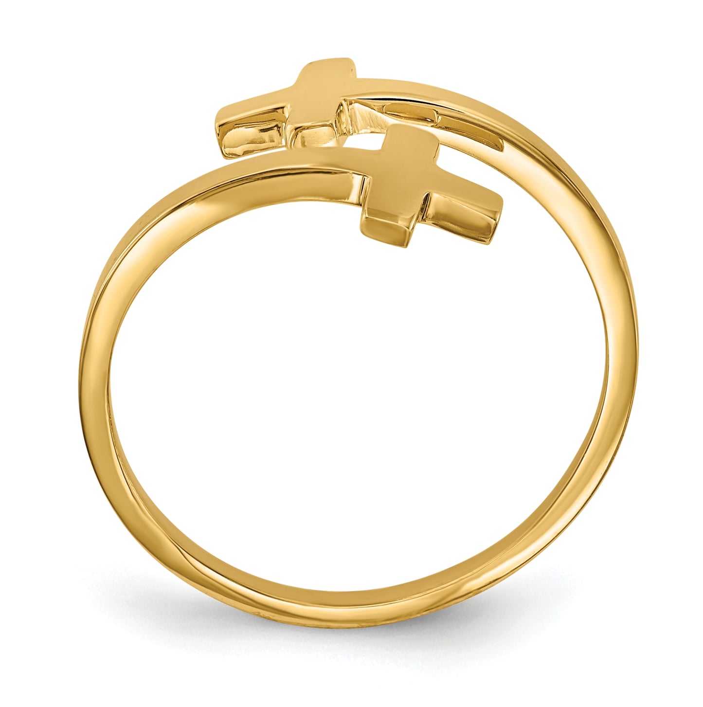 14K Yellow Gold Polished Double Cross-Ring
