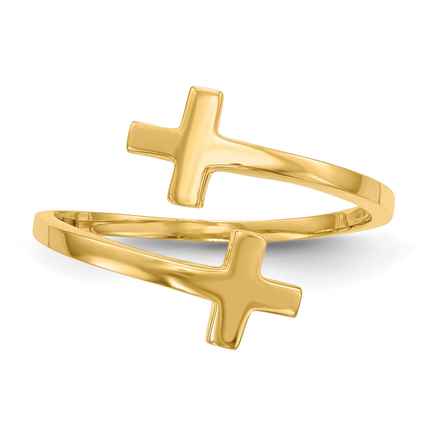 14K Yellow Gold Polished Double Cross-Ring