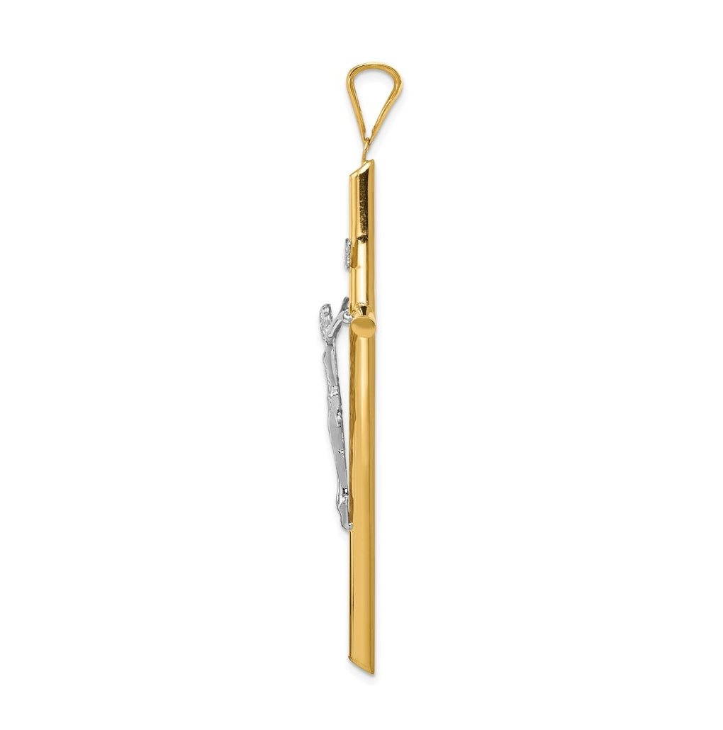 14K Two-Tone Gold Polished Jesus Crucifix Pendant – Elegant Jewelry Gift for Birthday, Anniversary, Engagement, Wedding