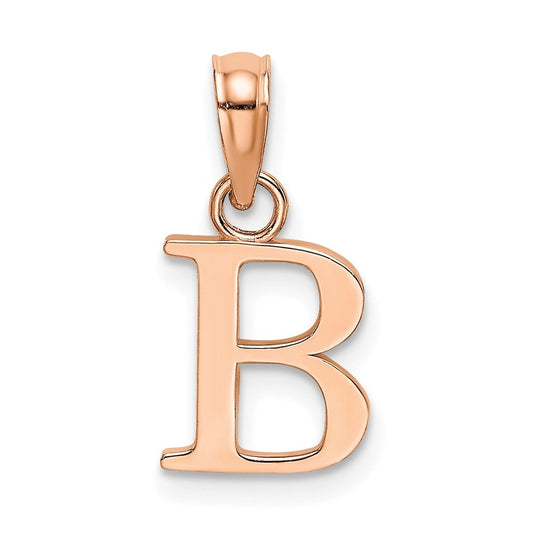 14K Rose Gold Polished Block Letter B  Initial Pendant