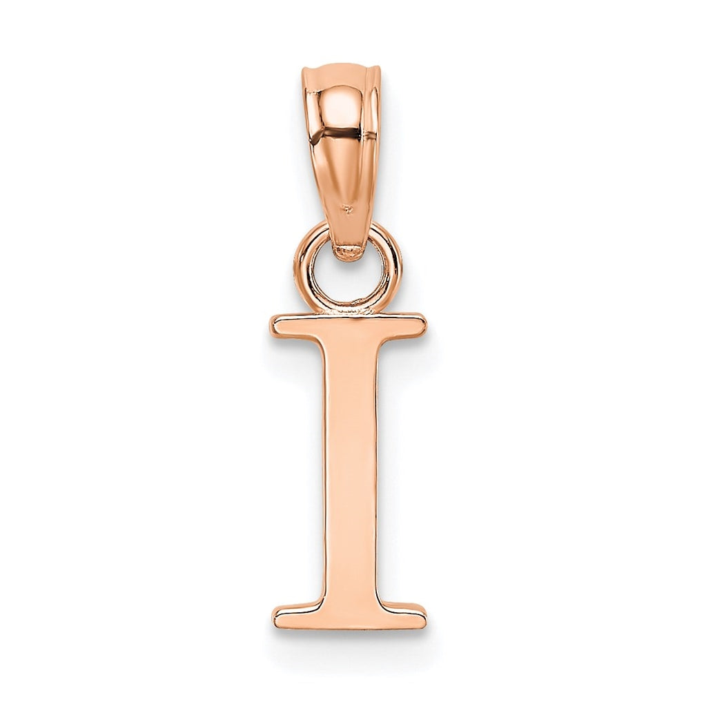14K Rose Gold Polished Block Letter I Initial Pendant