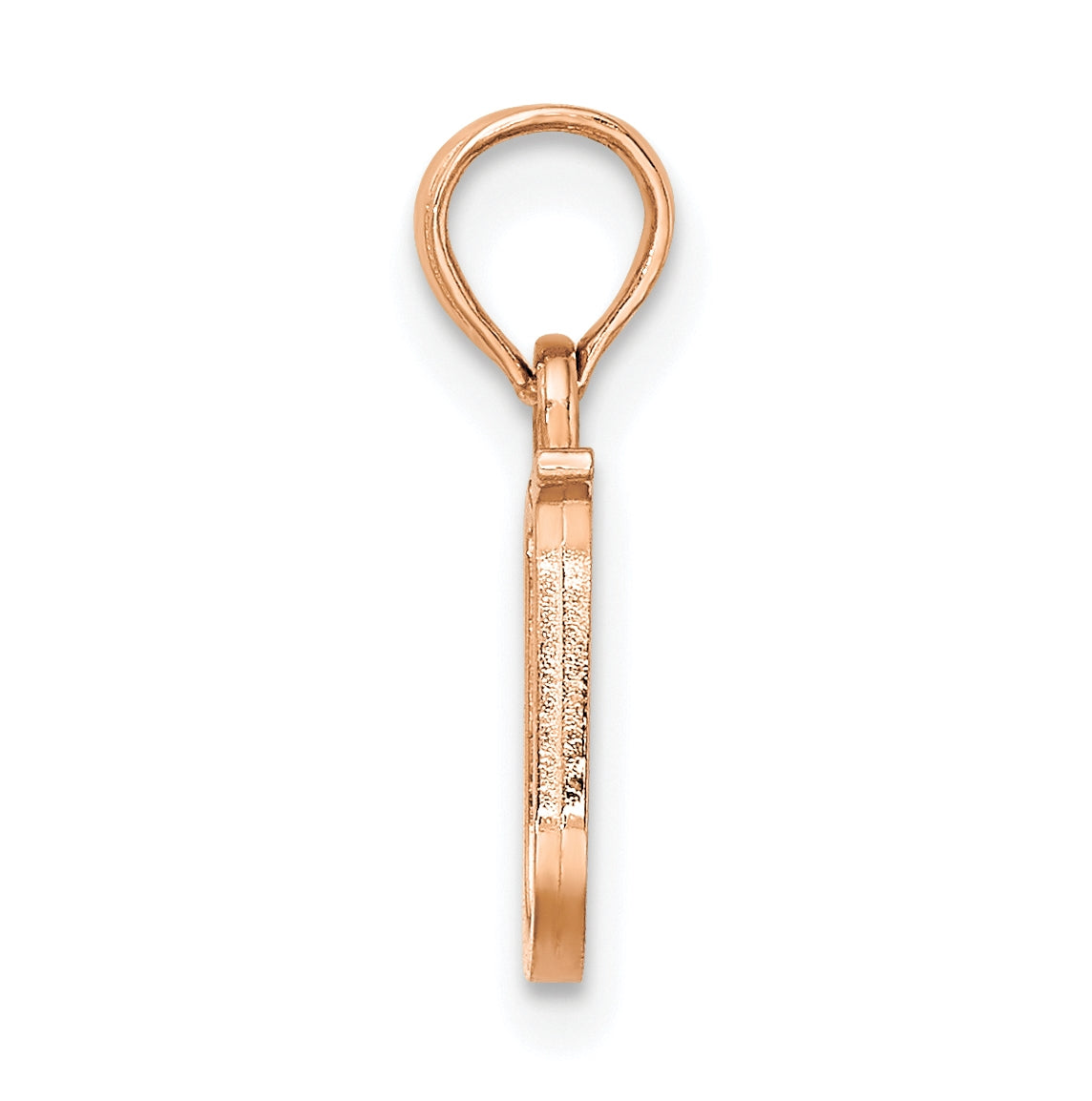 14K Rose Gold Polished Block Letter U Initial Pendant