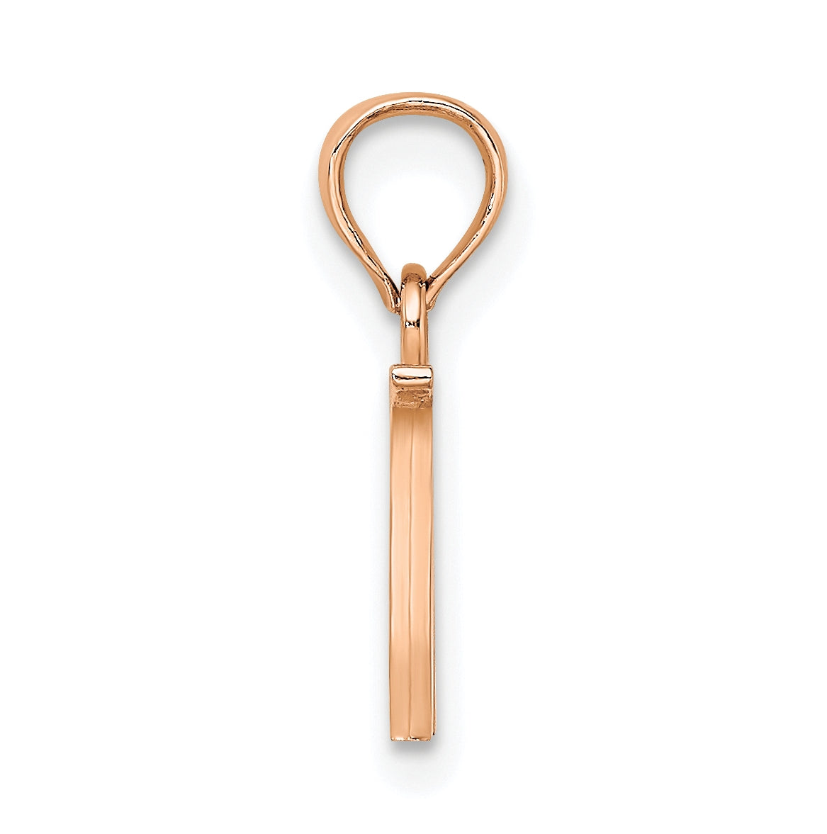 14K Rose Gold Polished Block Letter W Initial Pendant