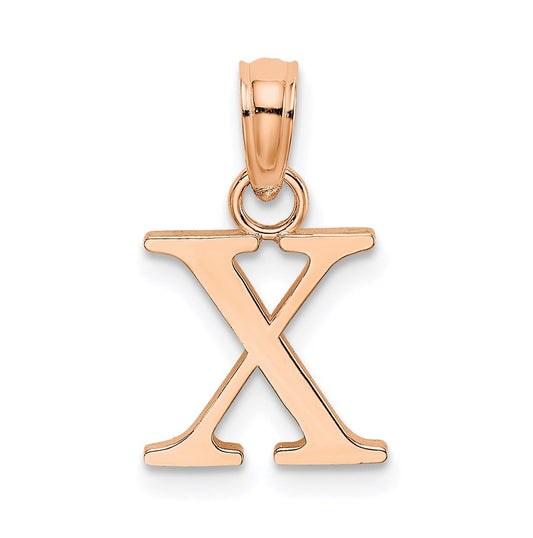 14K Rose Gold Polished Block Letter X Initial Pendant