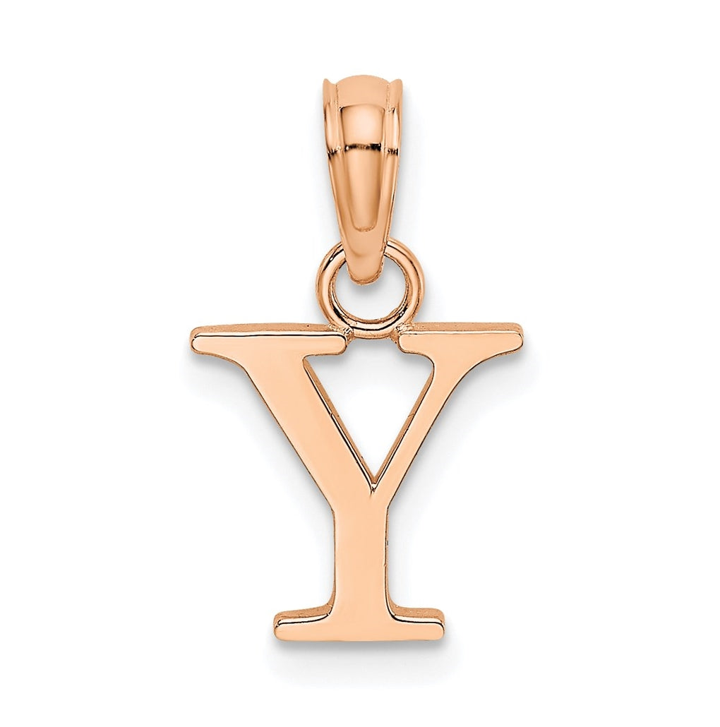 14K Rose Gold Polished Block Letter Y Initial Pendant