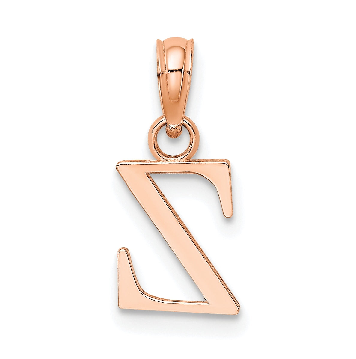 14K Rose Gold Polished Block Letter Z Initial Pendant
