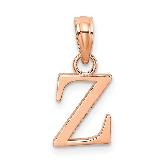 14K Rose Gold Polished Block Letter Z Initial Pendant