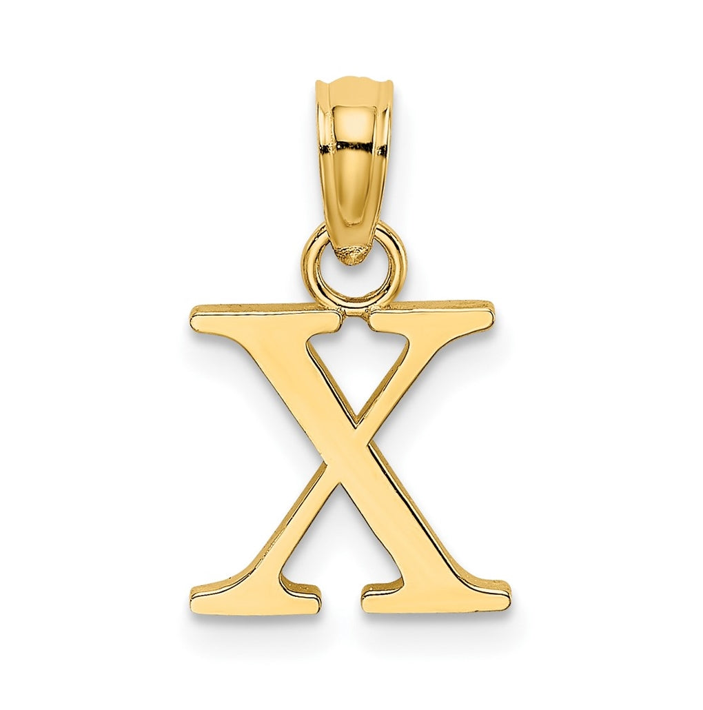 14K Yellow Gold Polished Block Letter X Initial Pendant