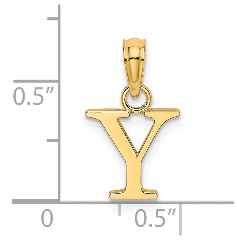 14K Yellow Gold Polished Block Letter Y Initial Pendant
