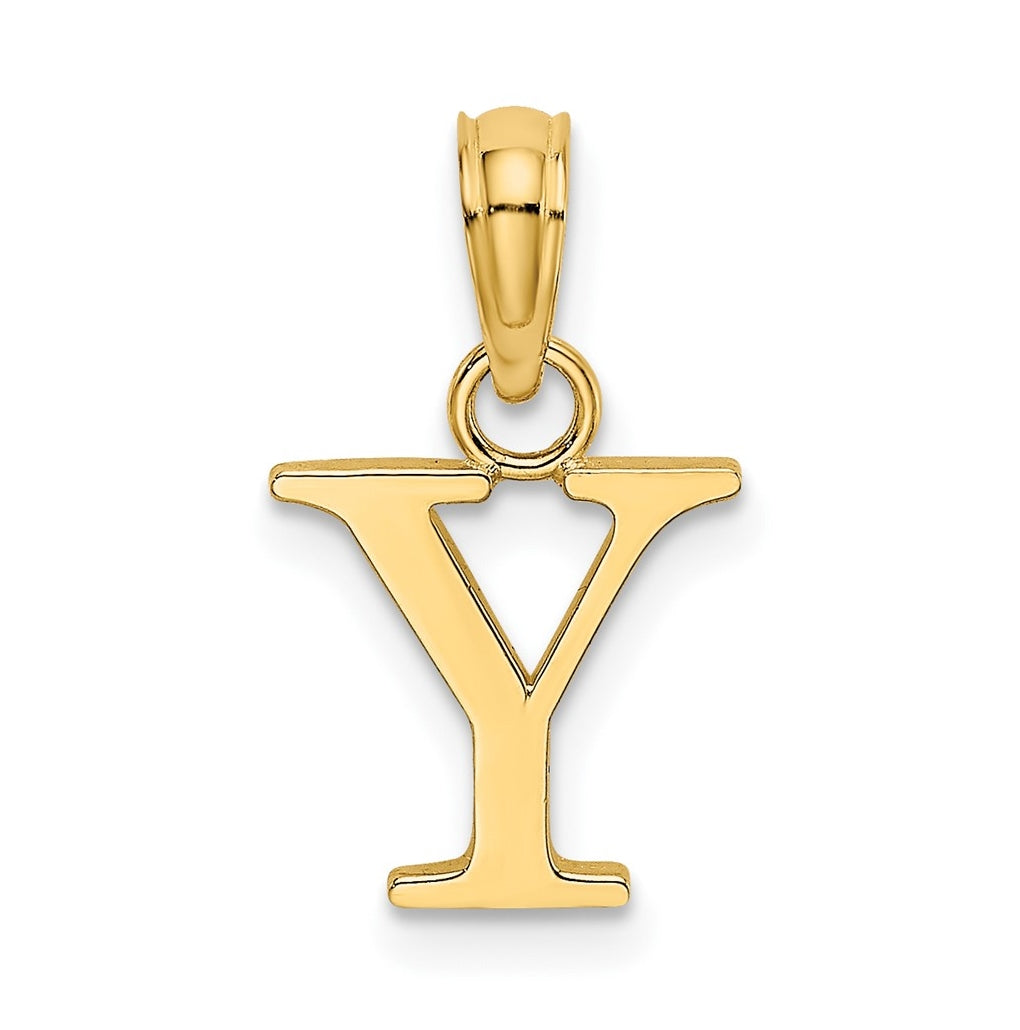 14K Yellow Gold Polished Block Letter Y Initial Pendant