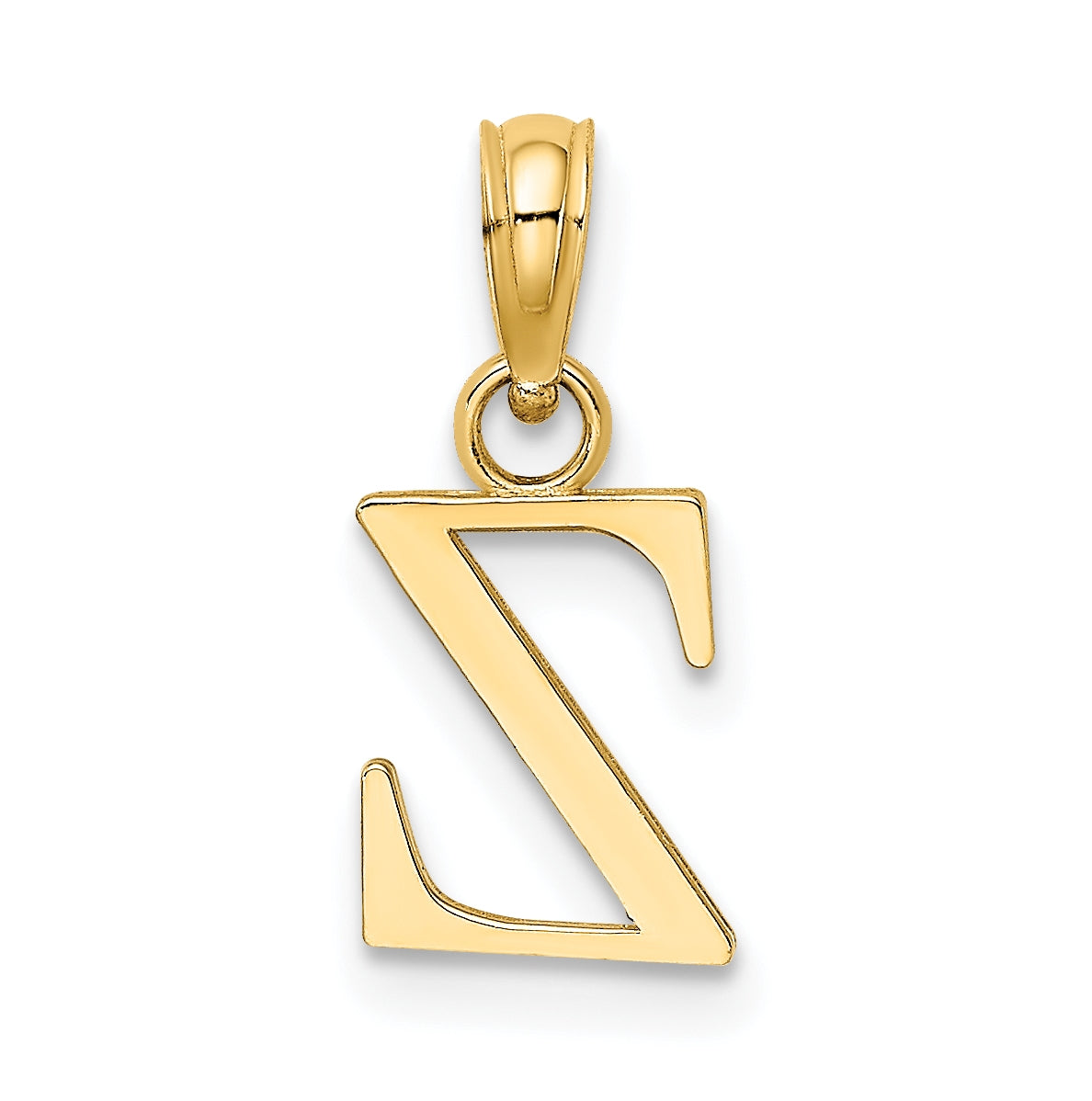14K Yellow Gold Polished Block Letter Z Initial Pendant