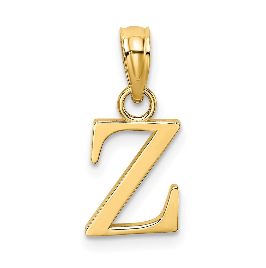 14K Yellow Gold Polished Block Letter Z Initial Pendant