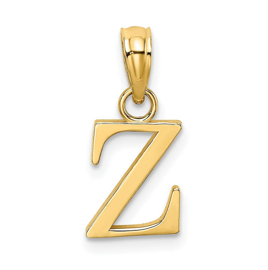 14K Yellow Gold Polished Block Letter Z Initial Pendant