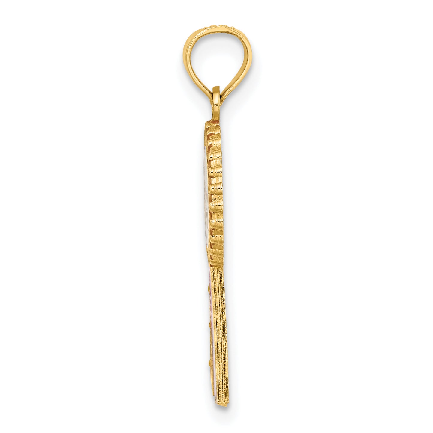 14K Yellow Gold Enamel BIRTHDAY GIRL Pink Ribbon Charm