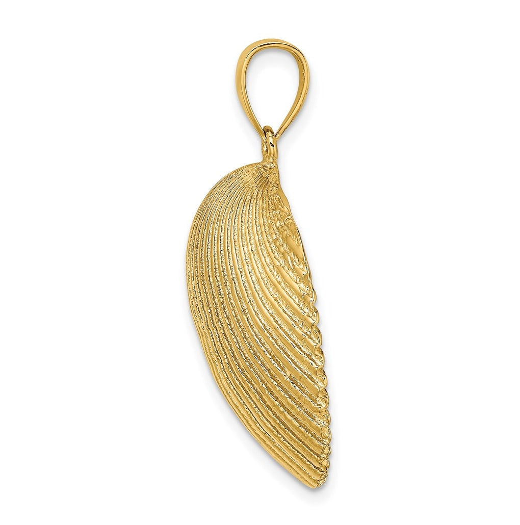 14K Yellow Gold Textured Scallop Shell Charm – Elegant Jewelry Gift for Birthday, Anniversary, Engagement, Wedding
