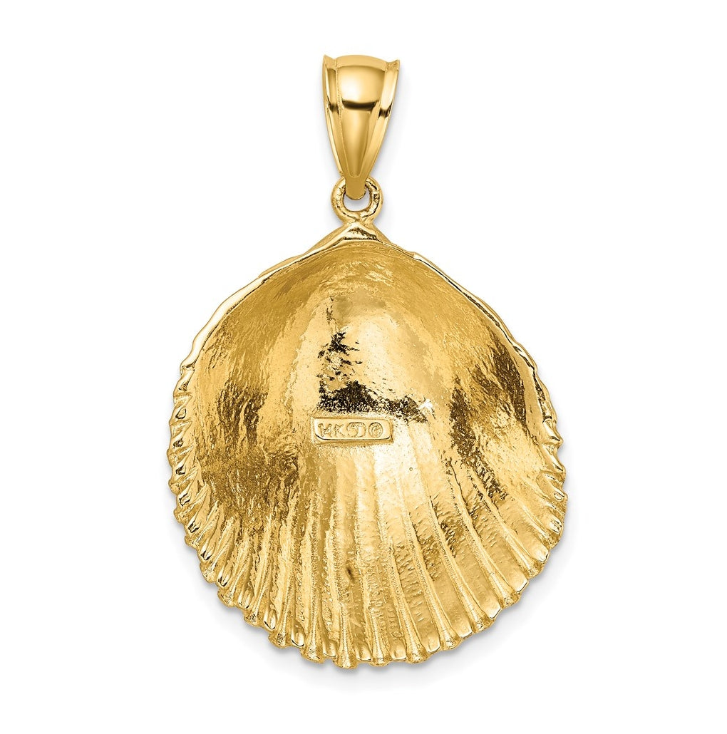 14K Yellow Gold Textured Scallop Shell Charm – Elegant Jewelry Gift for Birthday, Anniversary, Engagement, Wedding