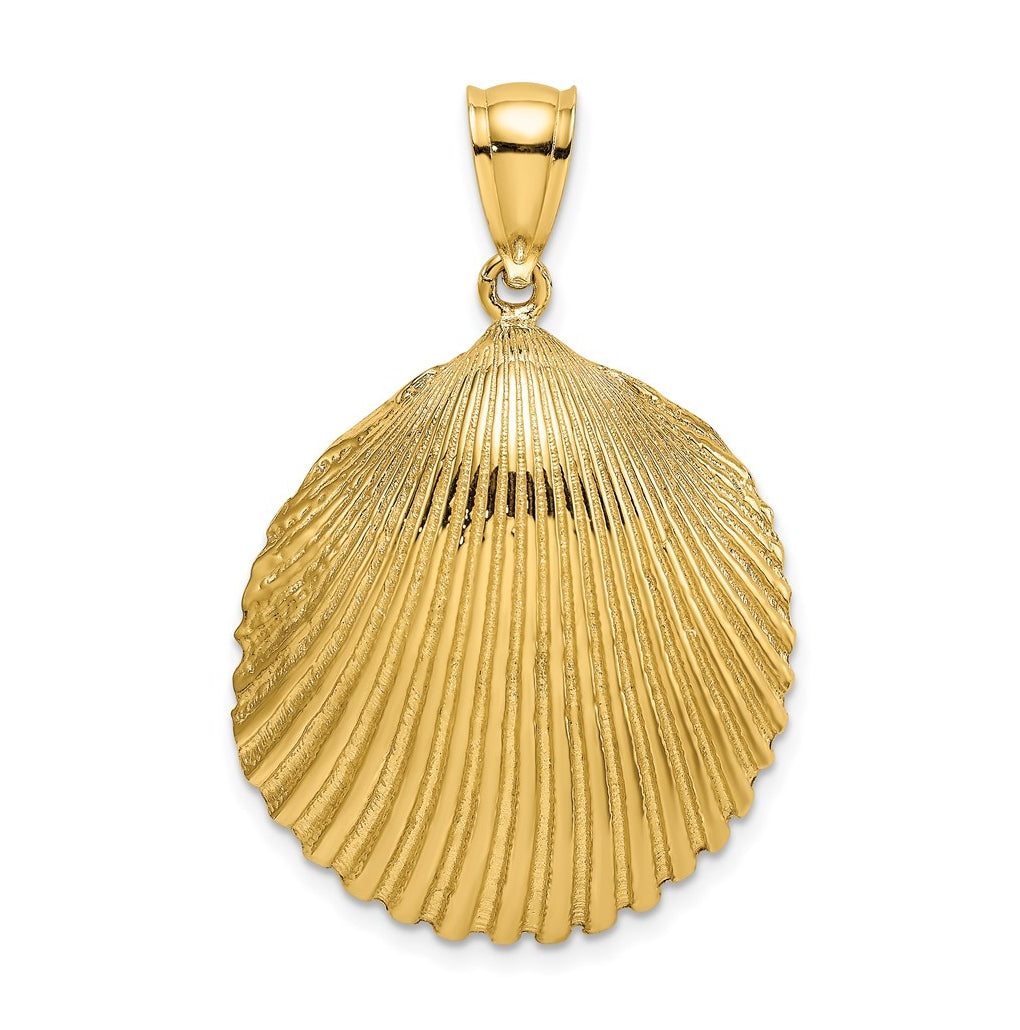 14K Yellow Gold Textured Scallop Shell Charm – Elegant Jewelry Gift for Birthday, Anniversary, Engagement, Wedding