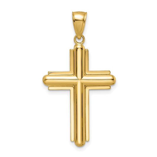 14K Yellow Gold Beveled Cross Pendant