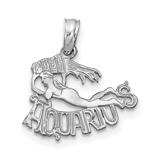 14K White Gold AQUARIUS Zodiac Charm