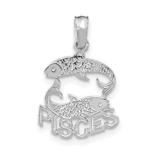 14K White Gold PISCES Zodiac Charm