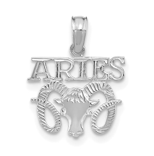 14K White Gold ARIES Zodiac Charm