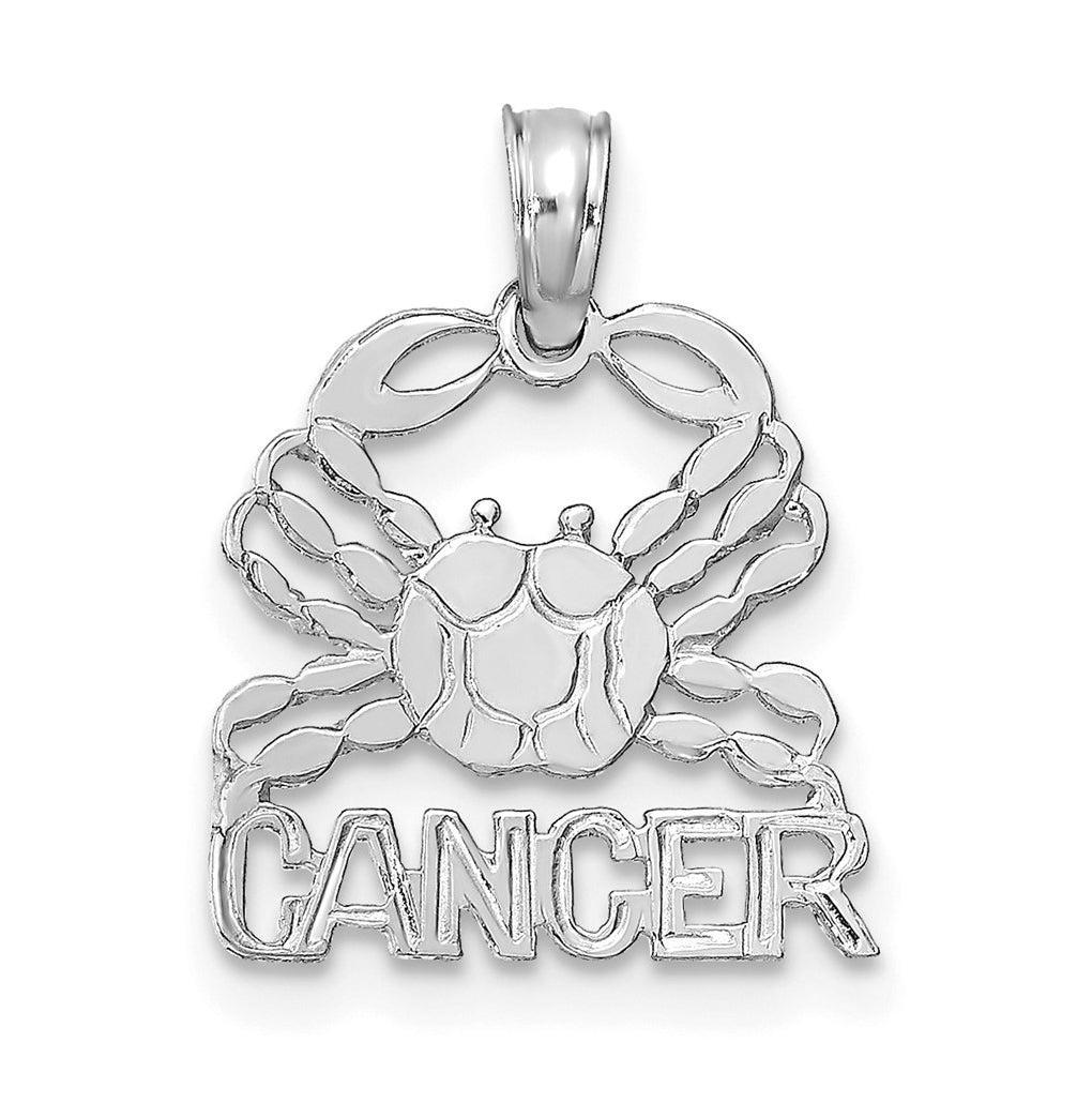 14K White Gold CANCER Zodiac Charm