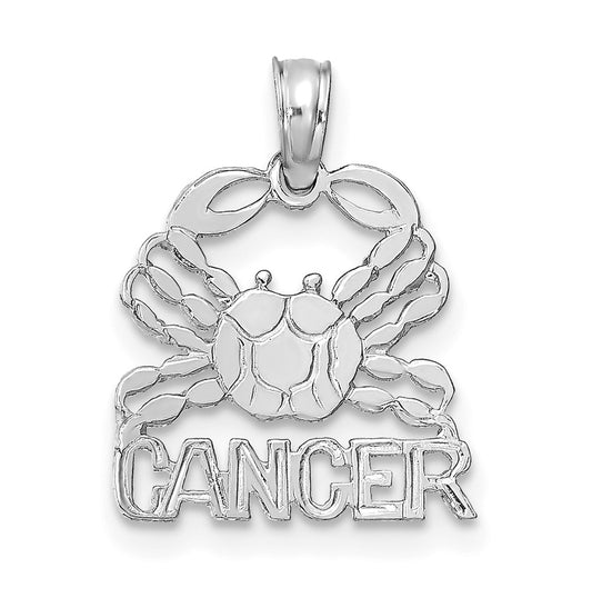 14K White Gold CANCER Zodiac Charm