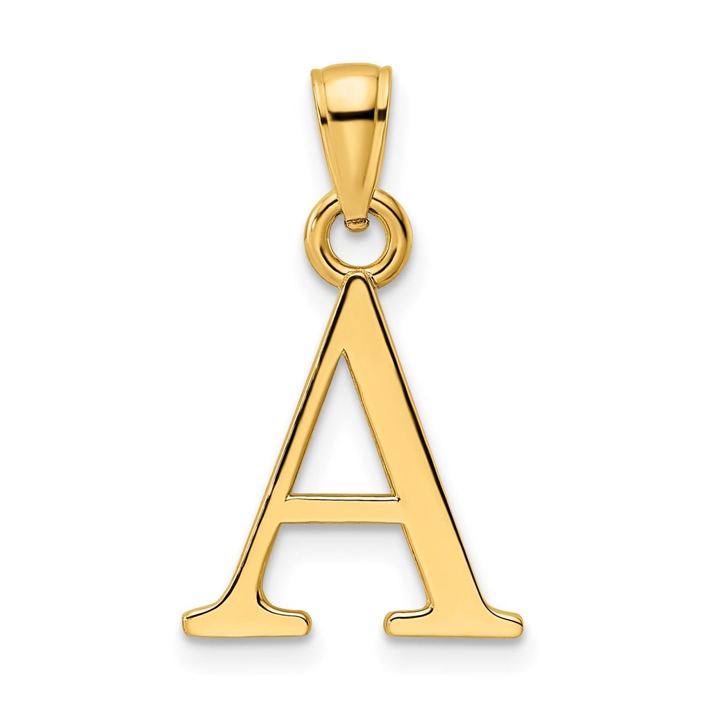 14K Yellow Gold Letter A Initial Pendants