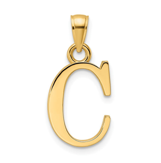 14K Yellow Gold Letter C Initial Pendants