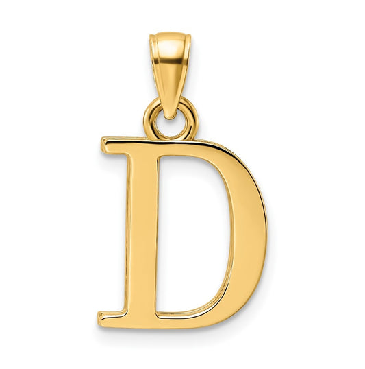 14K Yellow Gold Letter D Initial Pendants