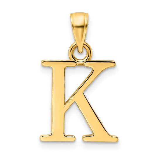 14K Yellow Gold Polished Letter K Pendant