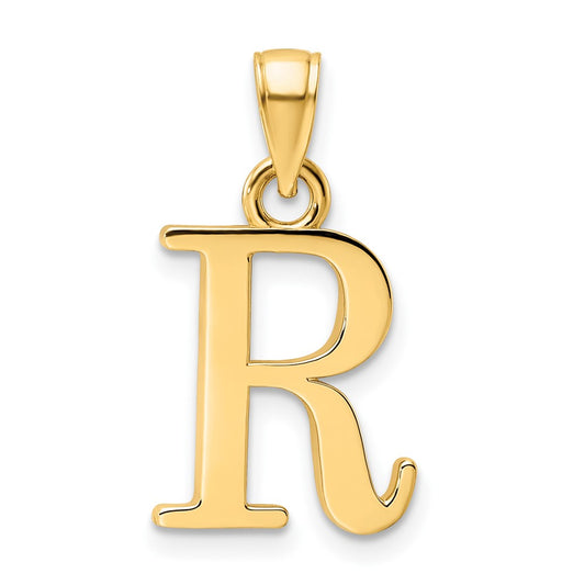 14K Yellow Gold Polished Letter R Pendant