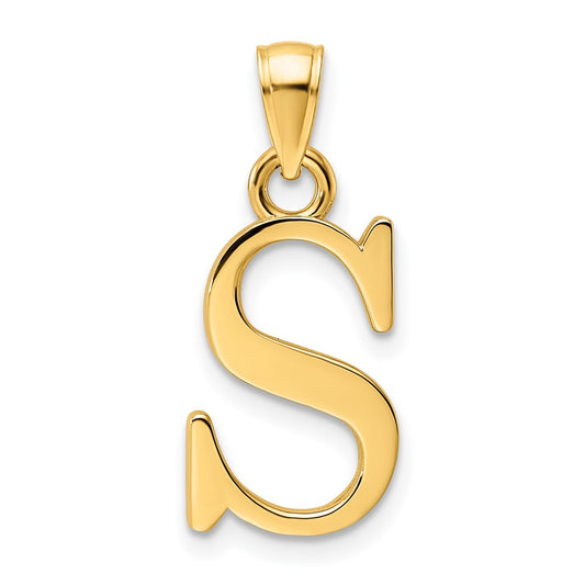14K Yellow Gold Polished Letter S Pendant