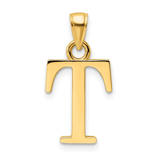 14K Yellow Gold Polished Letter T Pendant