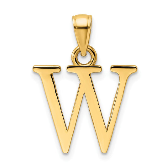 14K Yellow Gold Polished Letter W Pendant