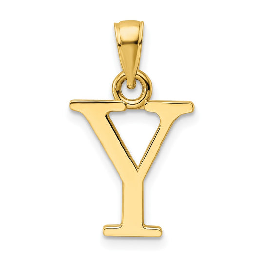 14K Yellow Gold Polished Letter Y Pendant