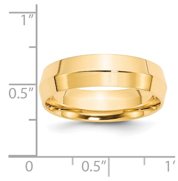 14k Yellow Gold 6mm Knife Edge Comfort Fit Wedding Band Size 4.5