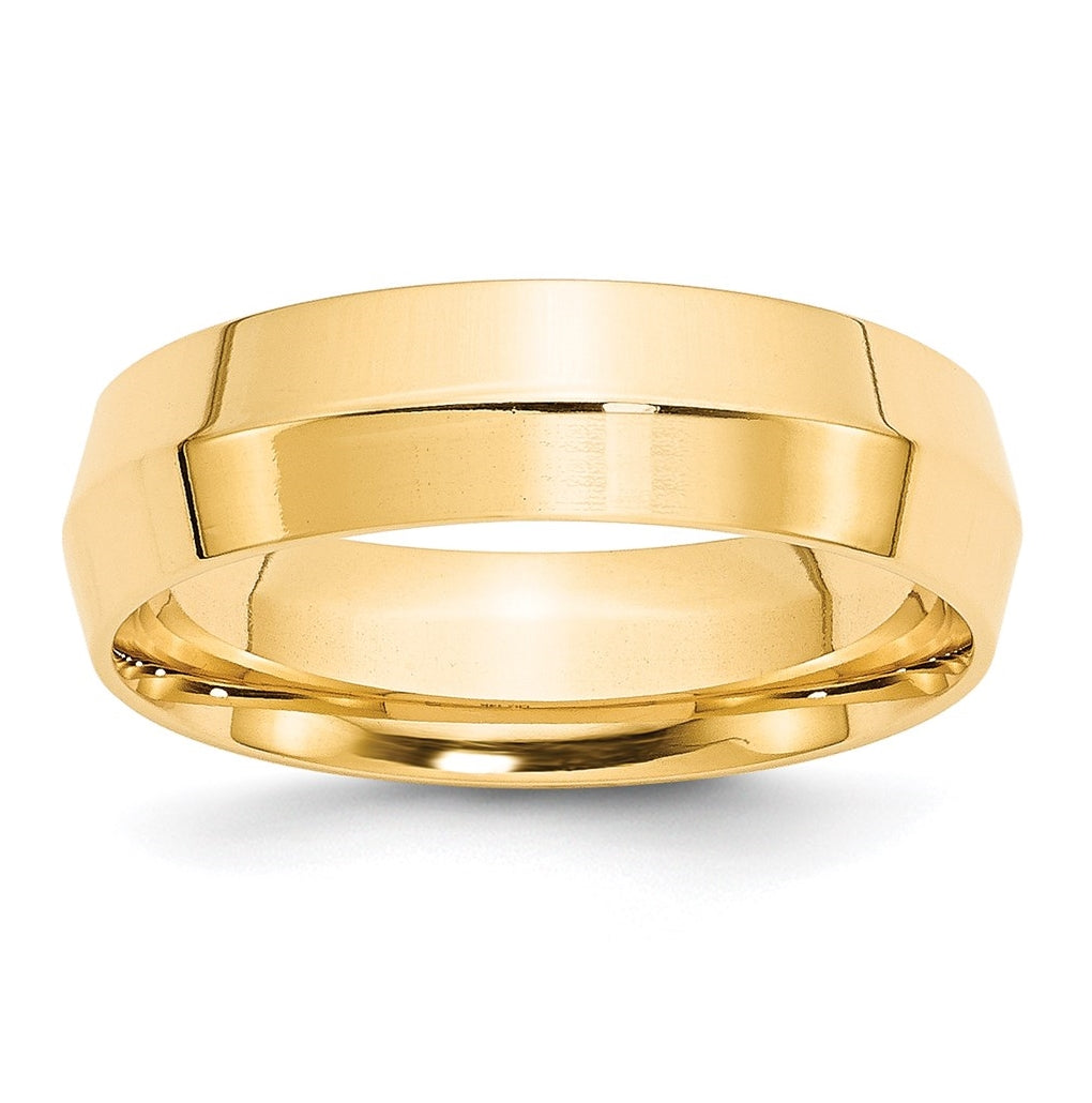 14k Yellow Gold 6mm Knife Edge Comfort Fit Wedding Band Size 4